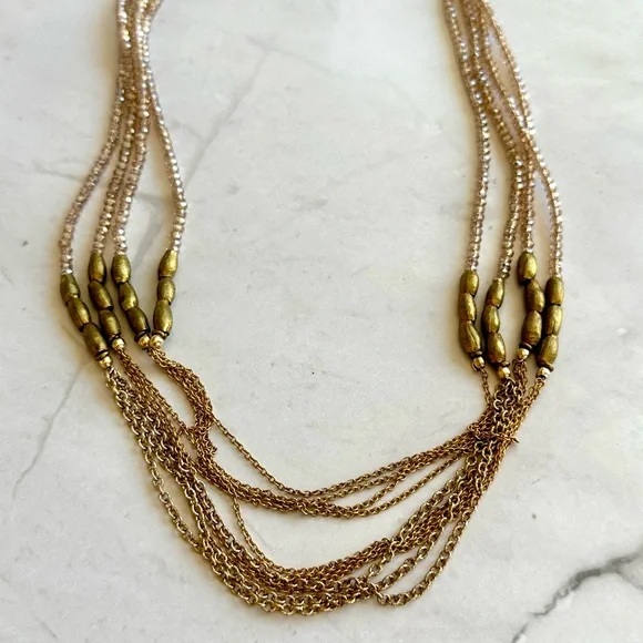 NEW Handmade Necklace - Brass/Labradorite Beads